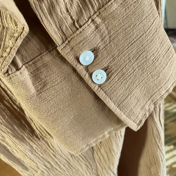 H&M Maxi Brown Shirt Dress Dovetail Sides Patch Pocket Front Button Small NWT - Picture 12 of 14